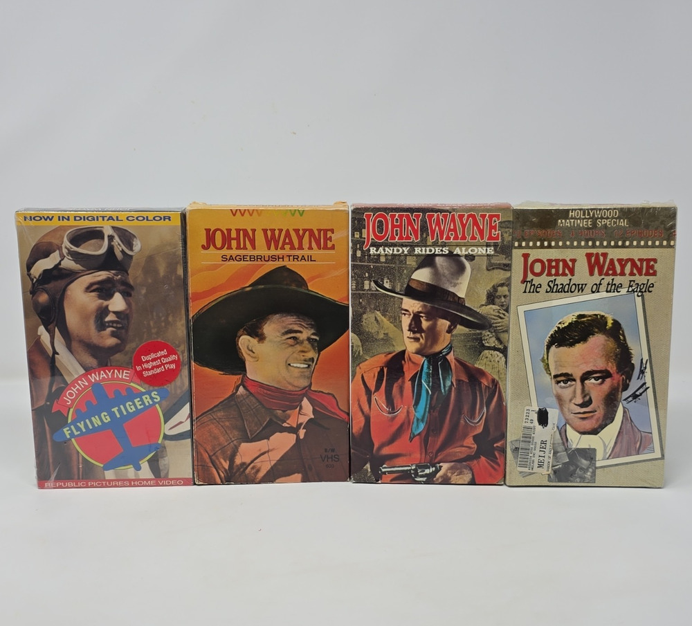 John Wayne VHS Lot of 4 Flying Tigers Sagebrush Trail NTSC NR Color English